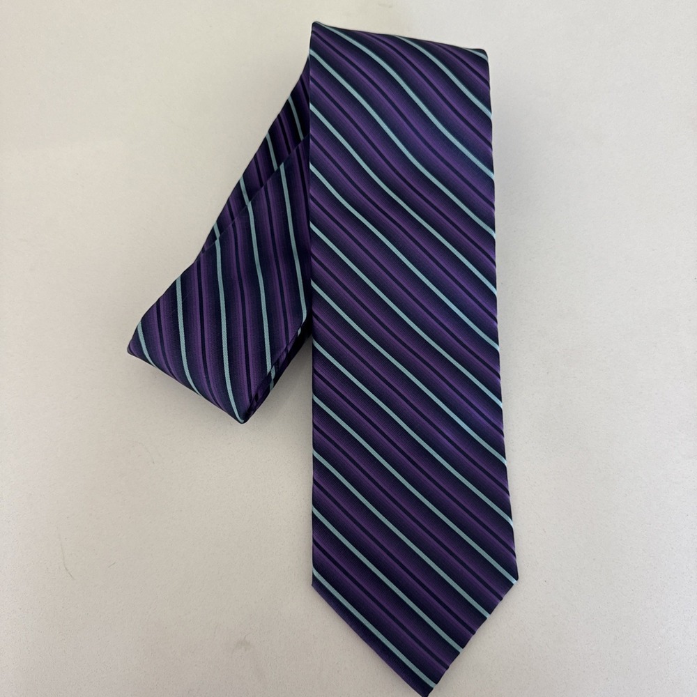 Stafford Tailored‎ Culture Men's Purple Silk Striped Tie Polyester Necktie